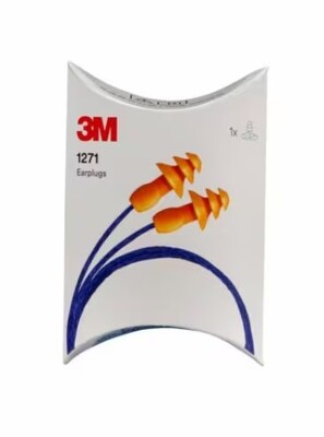 3M - 3M 1271 Yıkanabilir İpli, Karton Kutulu Kulak Tıkacı