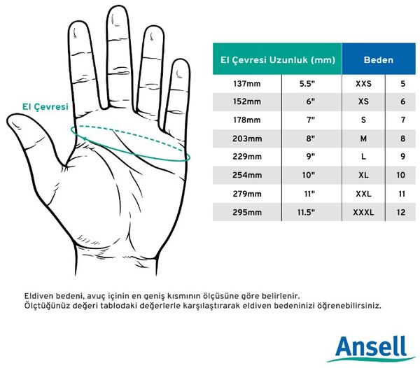 Ansell Hyflex 11-757 Kesilmeye Dayanıklı İş Eldiveni