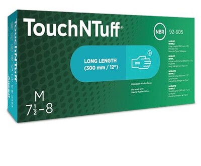 Ansell TouchNTuff 92-605 Kimyasal Sıçramalara Karşı Dirençli Nitril Eldiven (100 Adet/Kutu) - Thumbnail