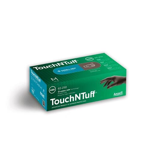 Ansell TouchNTuff 93-250 Gıda Uyumlu Kimyasal Dirençli Antistatik Nitril Eldiven (100 Adet/Kutu)