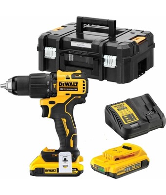 Dewalt - DCD709D2T 18V 2.0Ah Kompakt Kömürsüz, Çantalı, Çift Akülü Darbeli Matkap (1)