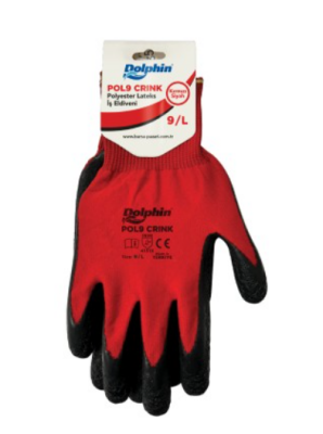 Dolphin POL9 Crink Kırmızı/Siyah Polyester Lateks İş Eldiveni - Dolphin (1)