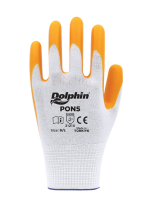 Dolphin PON5 Beyaz/Sarı Nitril Polyester İş Eldiveni - Thumbnail