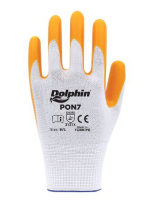 Dolphin - Dolphin PON7 Beyaz/Sarı Nitril Polyester İş Eldiveni