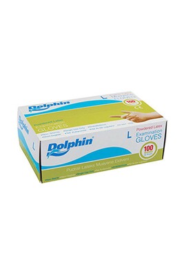 Dolphin - Dolphin Pudralı Beyaz Lateks Eldiven (100 Adet/Kutu) (1)