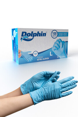 Dolphin - Dolphin Pudrasız Mavi Nitril Eldiven (100 Adet/Kutu)