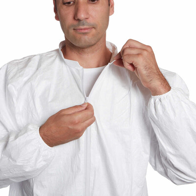 DuPont™ Tyvek® 500 Labcoat PL309 2 Cepli Fermuarlı Laboratuvar Önlüğü - Thumbnail