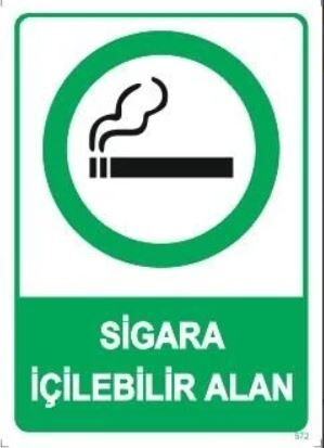 Sigara İçilebilir Alan Uyarı Levhası