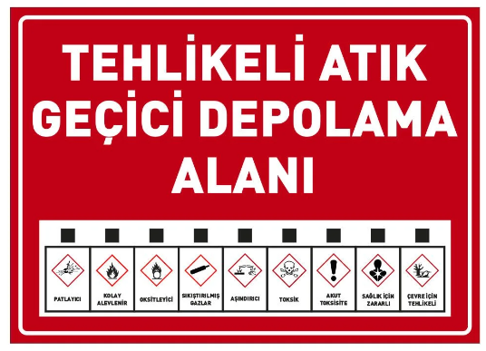 Tehlikeli Atık Geçici Depolama Alanı Uyarı Levhası